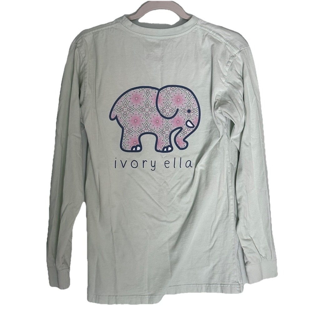 Ivory Ella Size Small Elephant Long Sleeve T‎ Shirt w/ Pocket